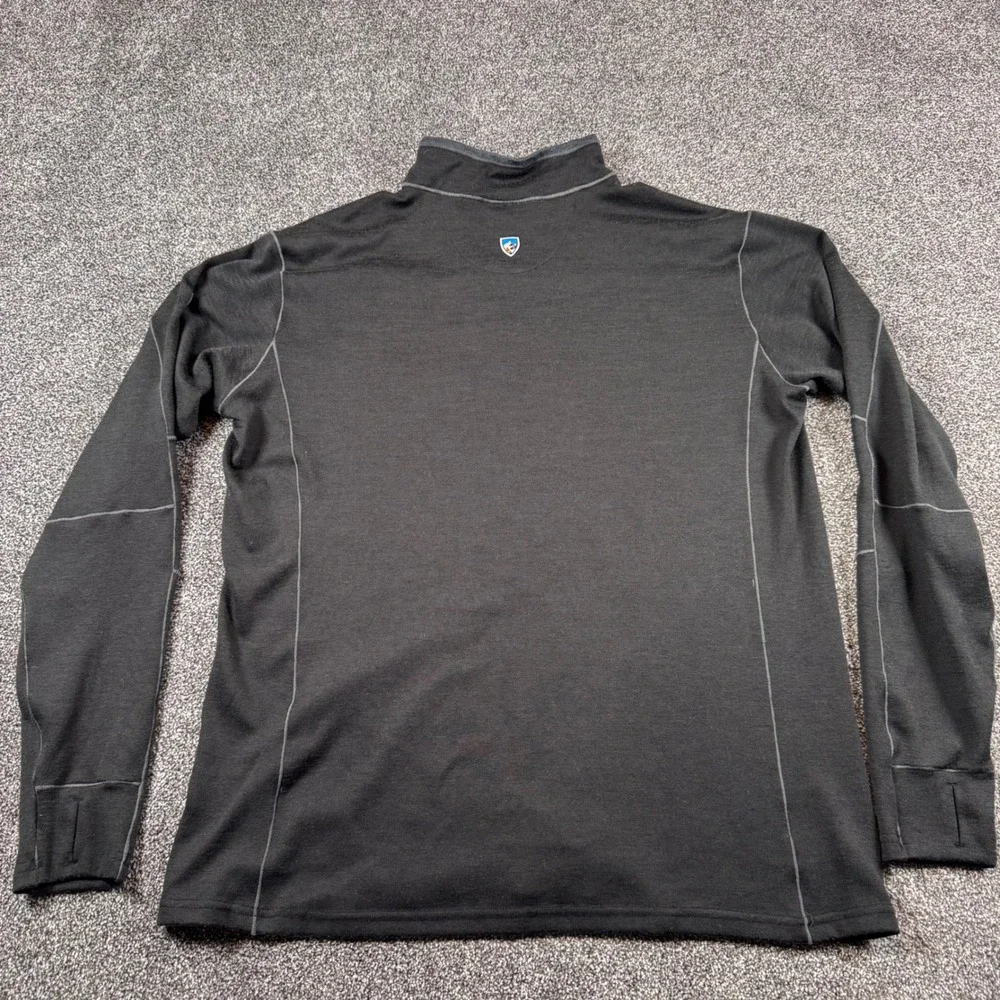Kuhl Men's XL Quarter Zip Pullover Black Grey Colorblock Thumbhole Hiking Top - Picture 6 of 6
